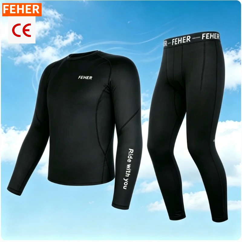 FEHER Sweat-absorbing Suit Universal Summer Riding Quick Dry Waterproof Cool Slim Bodysuit and Pants Suitable for Outdoor Sports