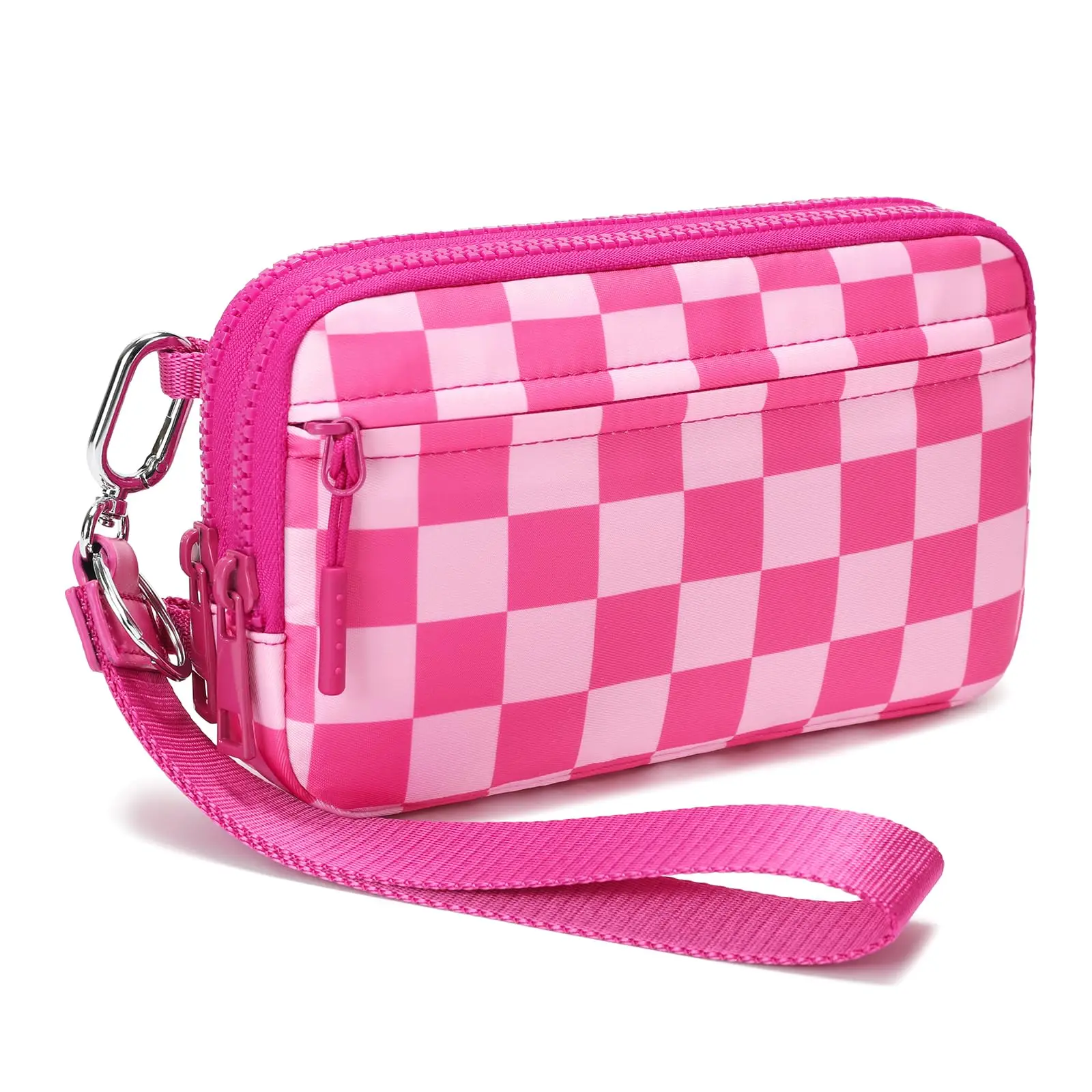 [DOYOGI Wristlet Wallet] DOYOGI Checkered Crossbody Bag Wristlet Wallets for Women | Anti Theft Mini Purse with 4 Zippers