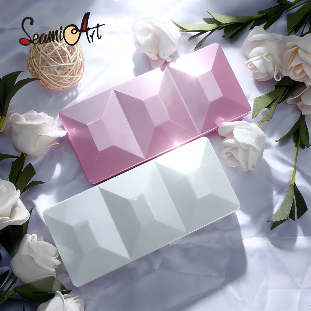 SeamiArt 1pc Big Size Imitation Enamel Diamond Travel Palette Empty Box Refill Case for Watercolor Paint Subpackage Art Supplies