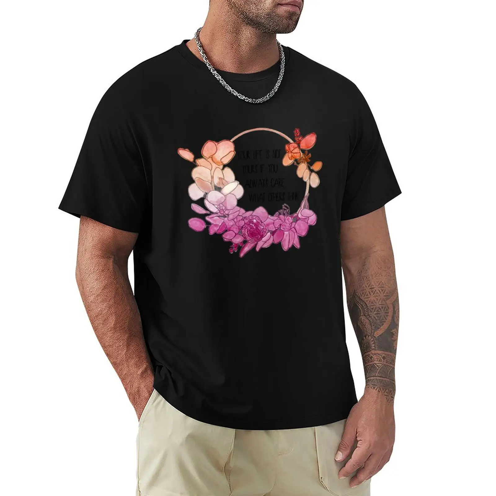 Lesbian pride watercolour (Subtle lesbian flag colours) T-Shirt Large Size Soft Cotton T-Shirt