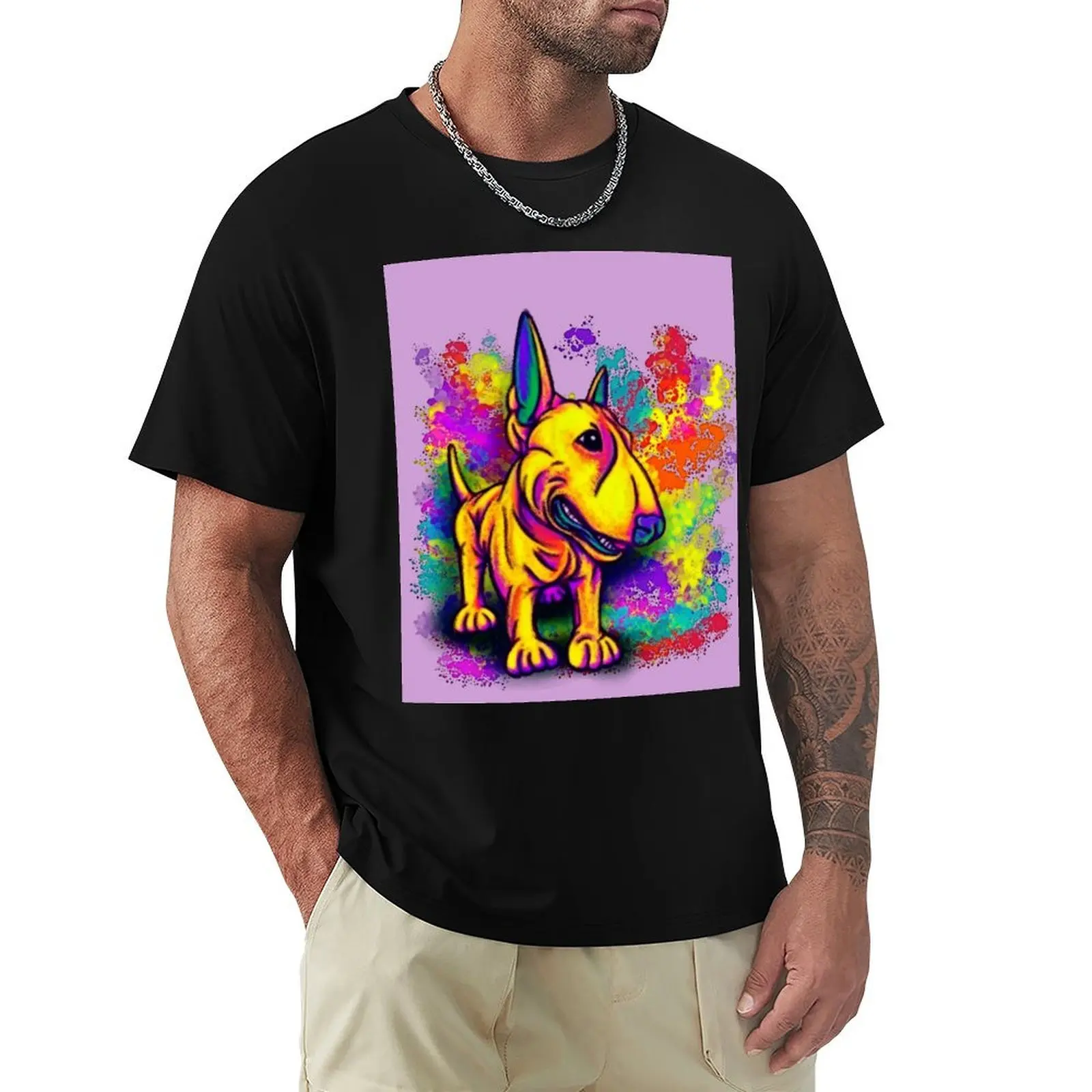 Colour Splash Bull Terrier T-Shirt Large Size Breathable Tee