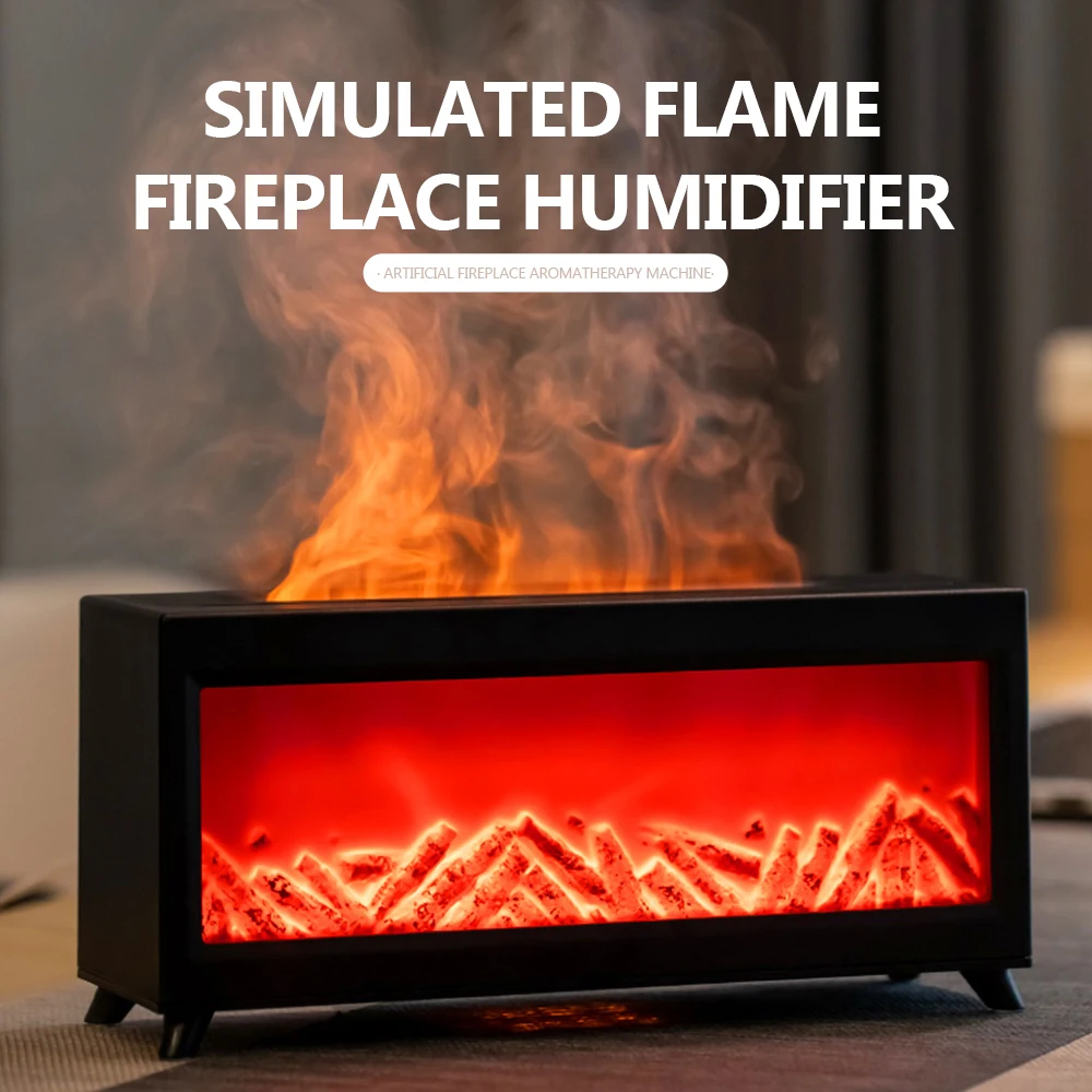 E2 Fireplace Flame Novelty Night Lights Table Lamp Desktop Mood Light 220ML Large Capacity Colourful Ambiance Bedroom Decor Lamp