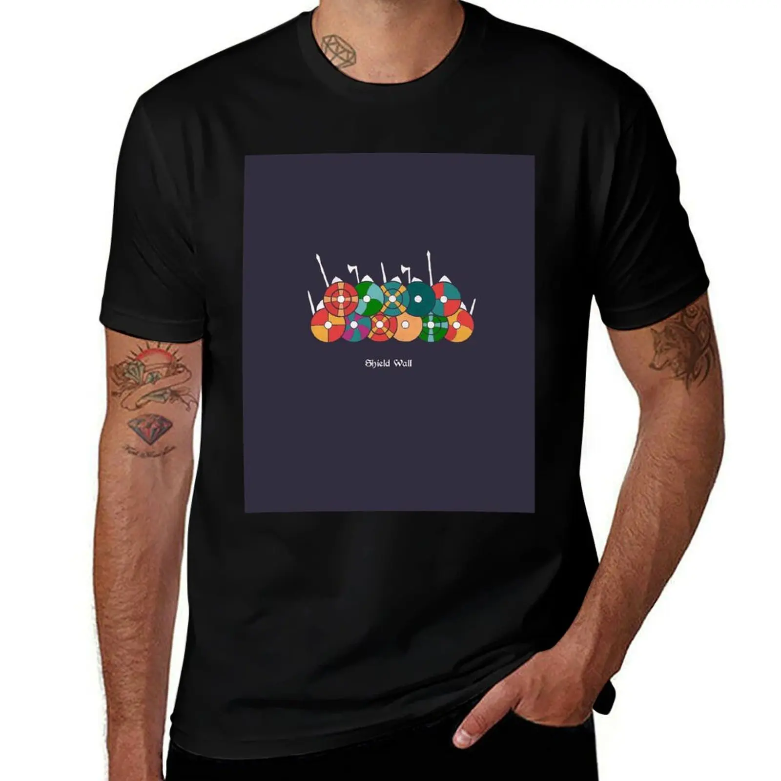 The Saxon Shield Wall (Coloured Version) T-Shirt Large Size Short Sleeve T-Shirt