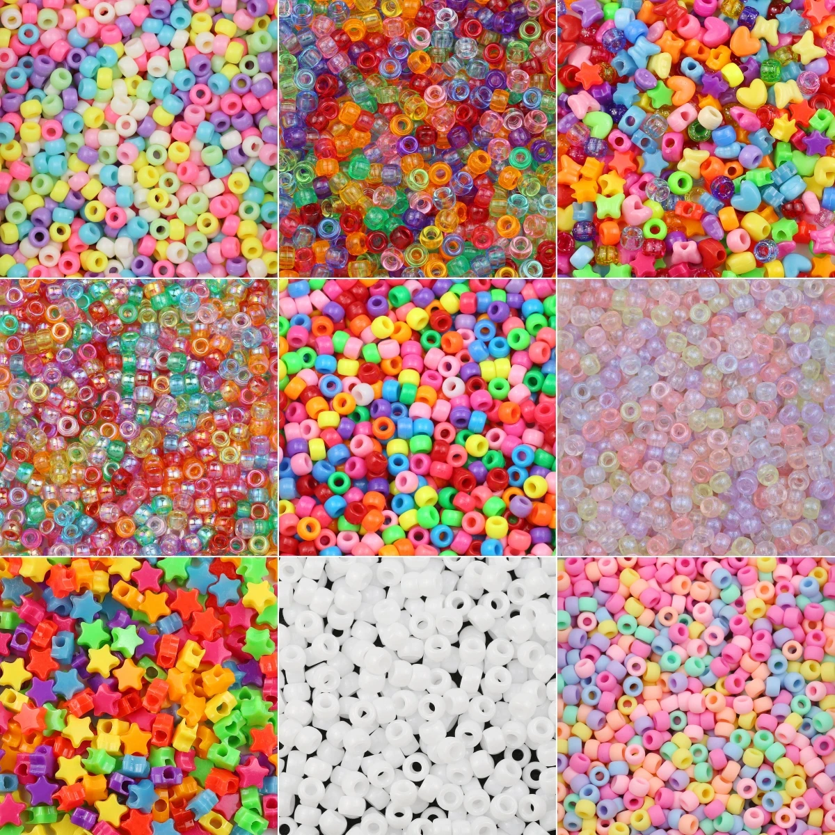 1000pcs Mixed Colours Large Hole Pony Beads For Jewelry Making DIY Kids Crafts Friendship Bracelets Beading Keychains Supplies
