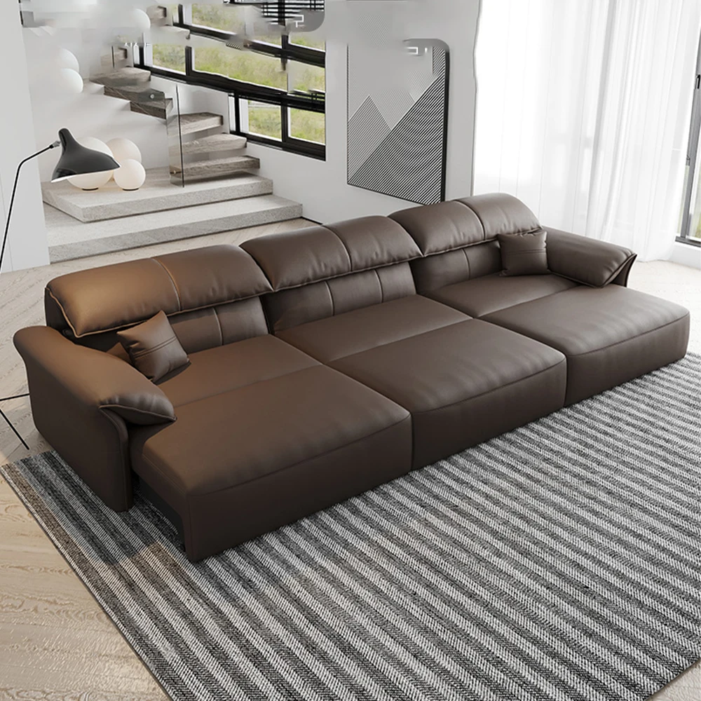 Linlamlim Electric Sofa Convertible for Cinema Living Room | Genuine Leather Electric Multifunction Sofa Bed | Folding Sofa Beds
