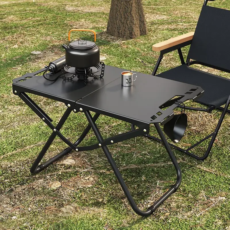 Portable Carbon Steel Outdoor Folding Table - Multifunctional Camping Table for Outdoor Activities