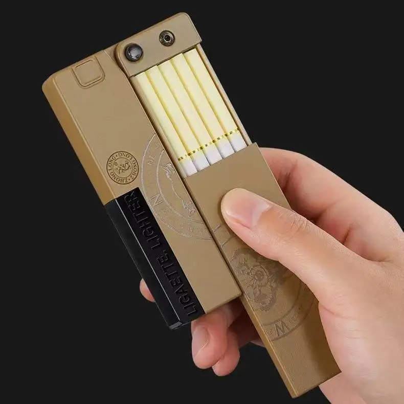 2 IN 1 Multifunction Outdoor EDC Folding Inflatable Igniter Slim Cigarette Box Camping Hiking Tools