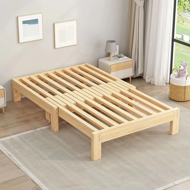 wood tatami Folding bed simple dual-purpose multi-functional retractable bed single pull-out cama individual bedroom furniture