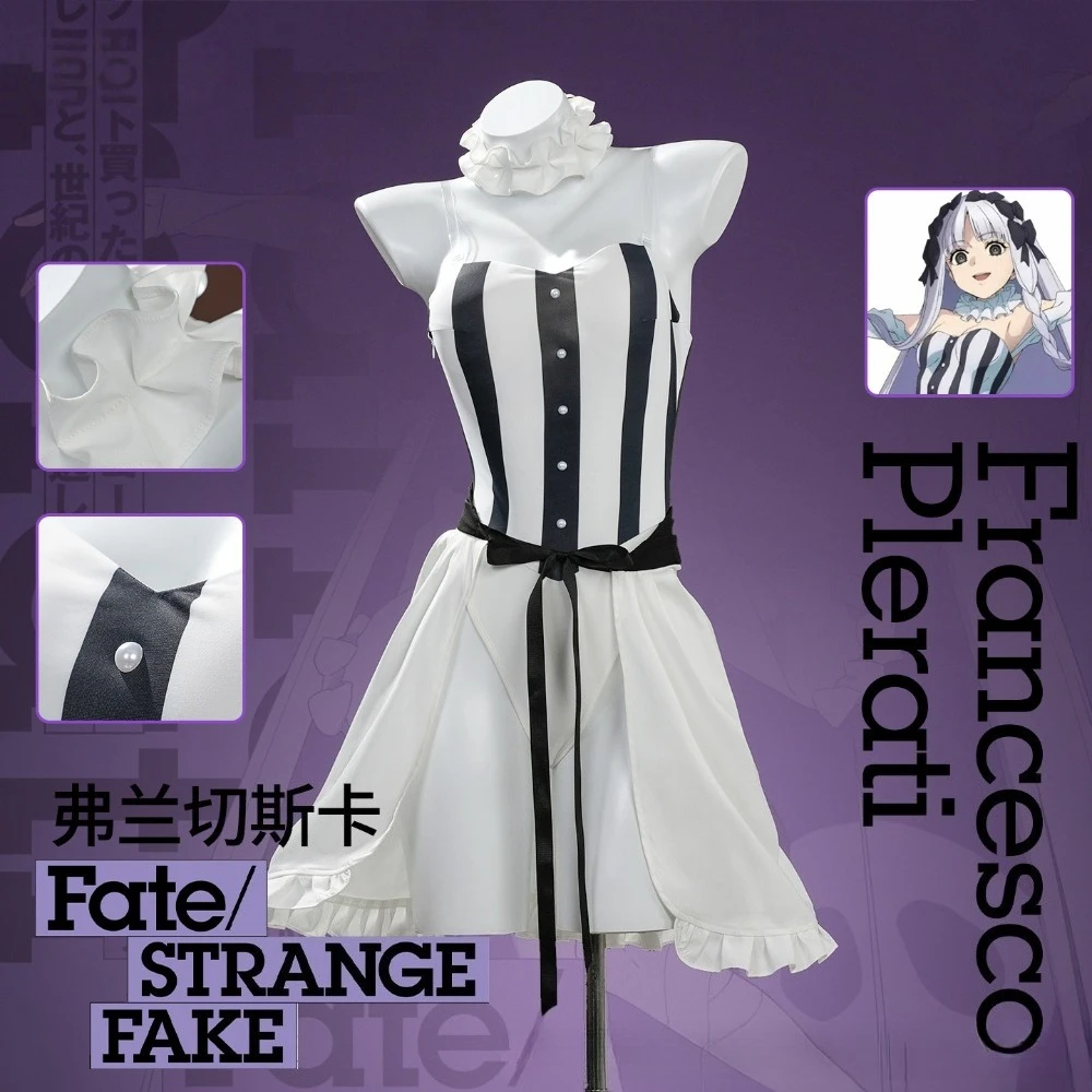 Francesca Prelati Cosplay Costume Set Anime Game Striped Mini Skirt Women Comic Con Halloween Stage Performance Party Outfit