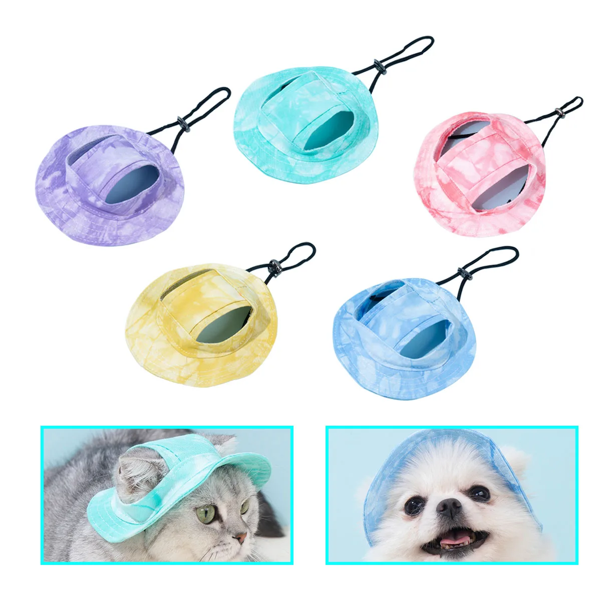 Summer Outdoor Pet Hat Cats Dogs with Ear Holes Hat Cute pet Hat Adjustable Baseball Cap for Small Medium Cats Dogs Pet Supplie