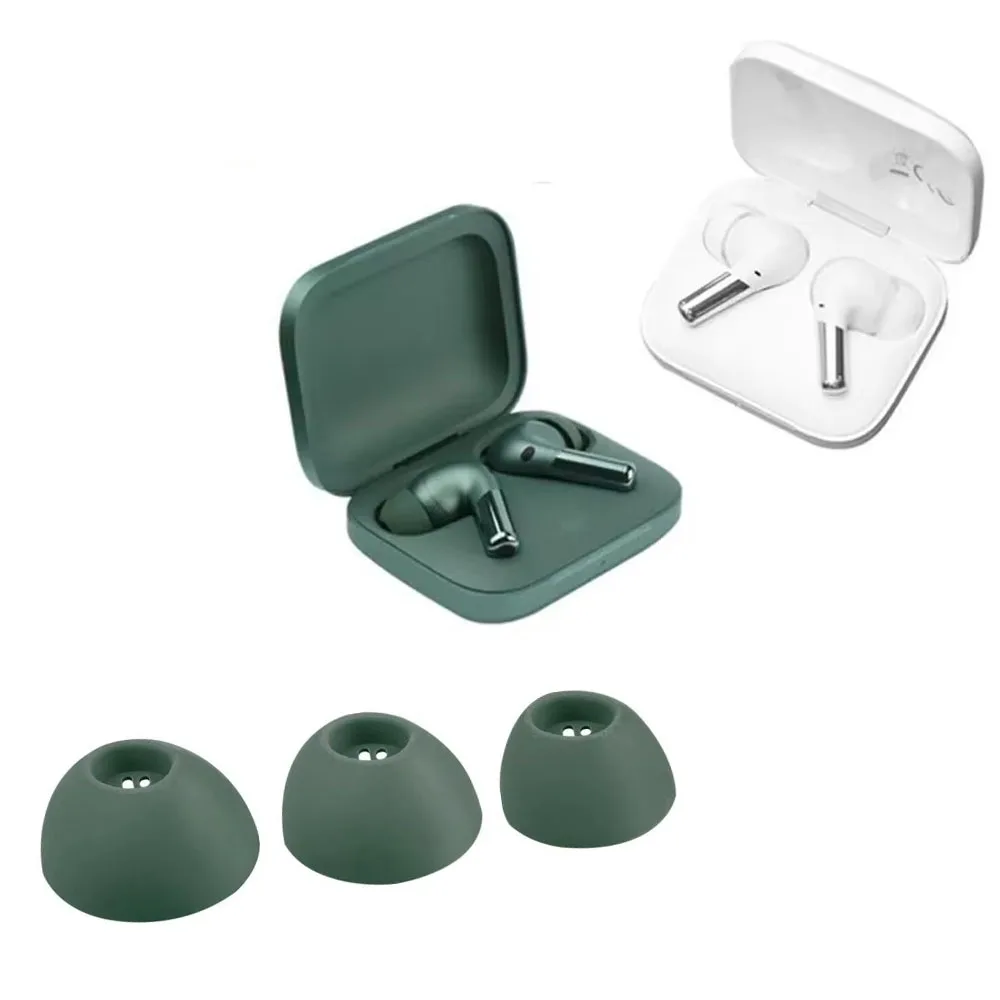 Silicone Eartips Earbuds Tips for Oneplus Buds Pro 2 Accessories Earphone Kit Cover Replacement Eargels Earcap 6PCS Black Green