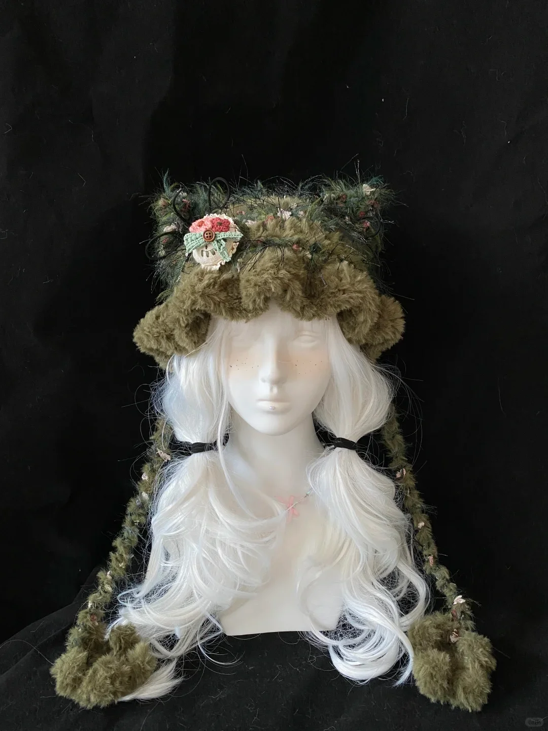 Cat Ear hat Cute winter hat Gift for mom Winter Warm HAT Customized Hat Soft Fluffy Yarn hat mixed line package gift for monthe
