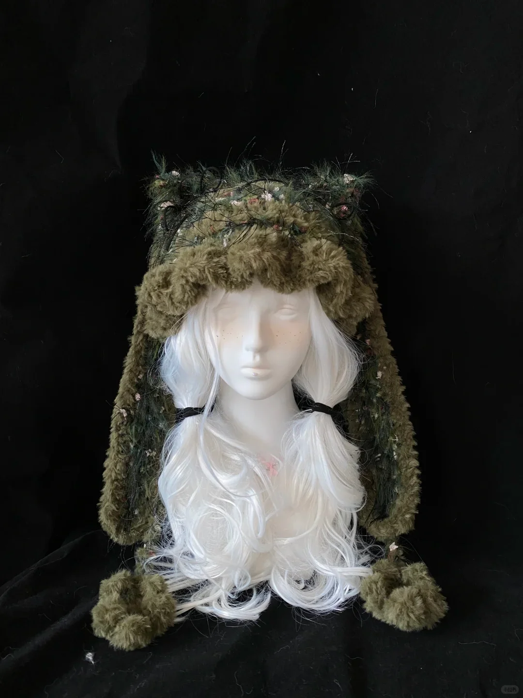 rabbit ears are removable Decorative Hat Holiday hat for mom girlfriend crochet hat Forest green hat Kawaii