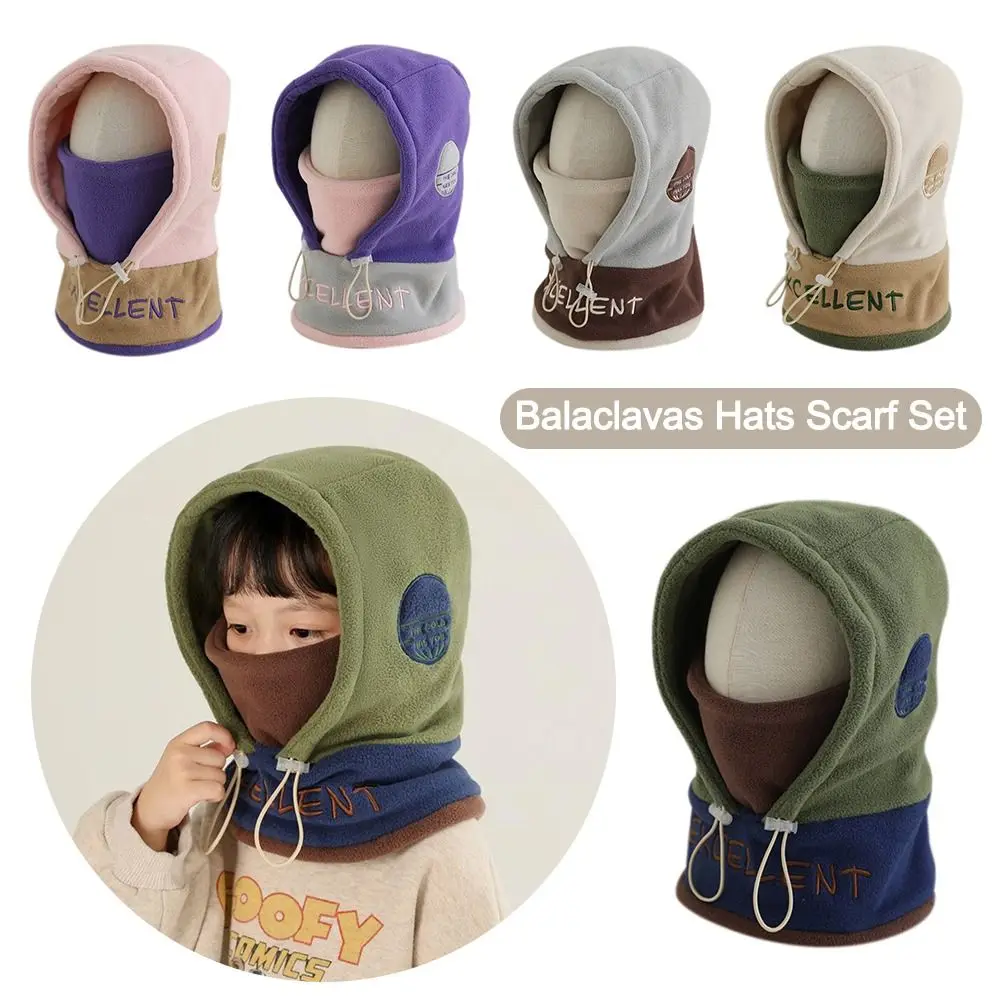 Fashion Polar Fleece Winter Baby Hats Soft Thickened Ear Protection Cap Windproof Balaclavas Hats Scarf Set for Kids
