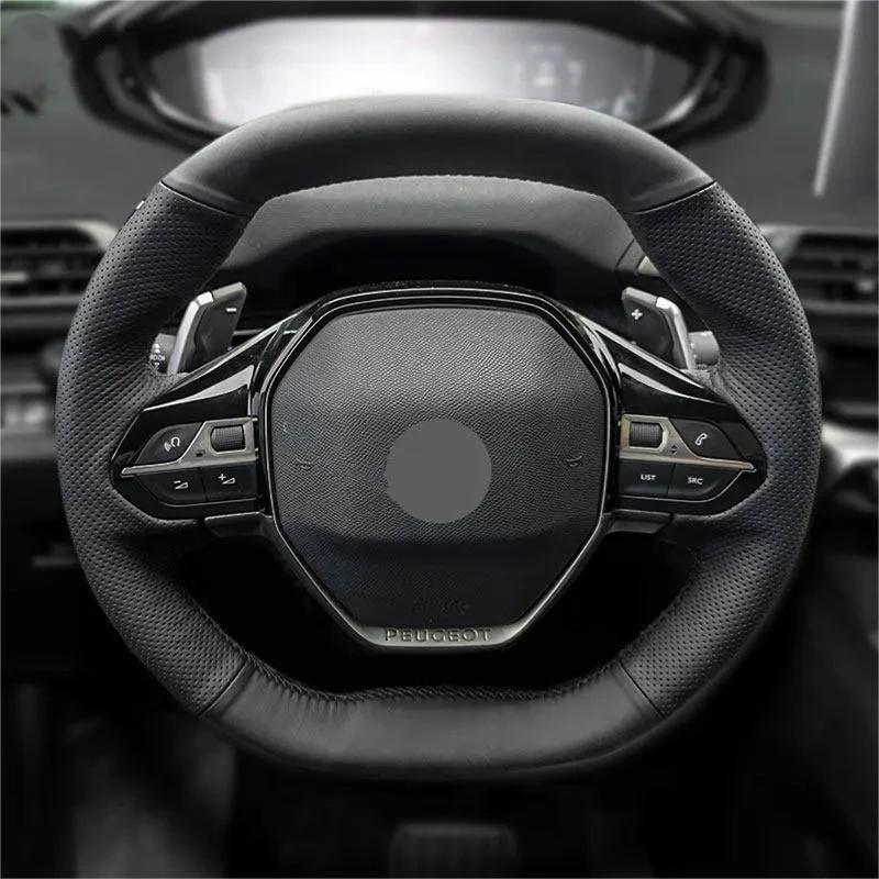 Braids on Steering Wheel For Peugeot 3008 4008 2017 2018 508 2019 Car Steering Wheel Black Perforated Microfiber Leather Cover