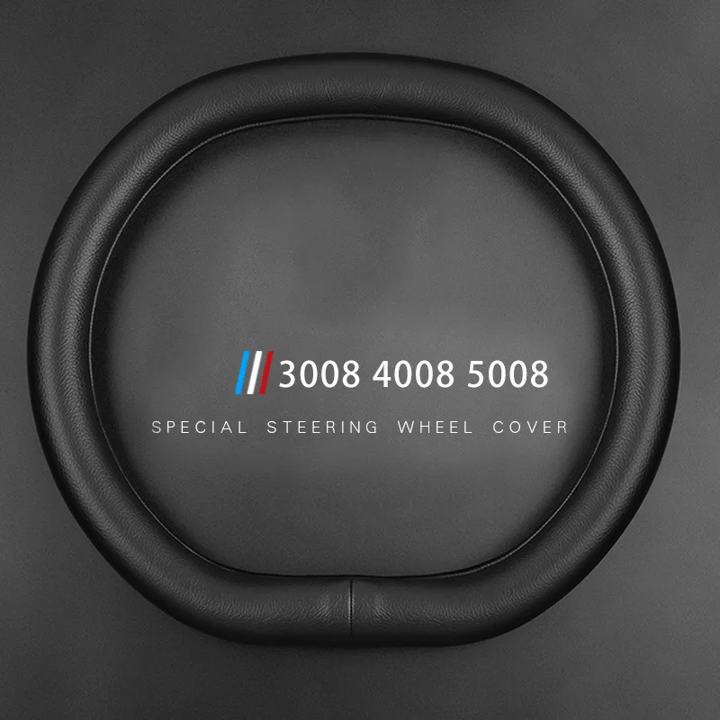 Peugeot 3008 4008 5008 Car Steering Wheel Cover non-slip PU Leather For Peugeot 2008 508 Auto Accessories Interior Coche