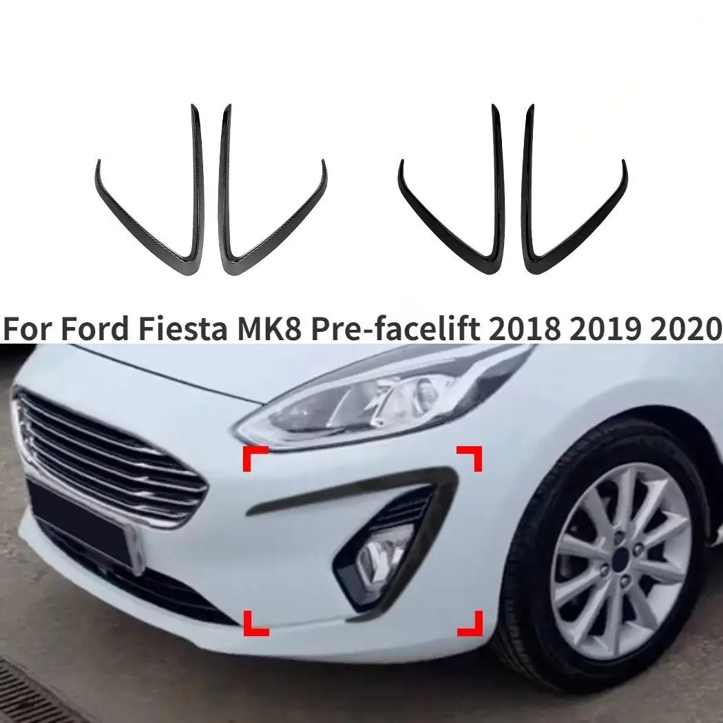 2Pcs for Ford Fiesta MK8 Pre-facelift 2018 2019 2020 Front Bumper Side Spoiler Lip Splitter Diffuser Tuning Wind Knife Body Kits
