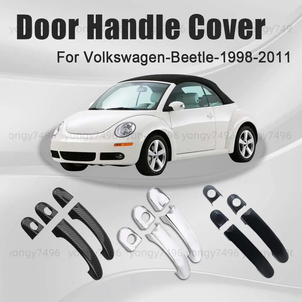 Car Upgrade Glossy Black Carbon Fiber Door Handle Cover Trim For Volkswagen Beetle 1998 - 2011 Chrome Car Decoration Accessories