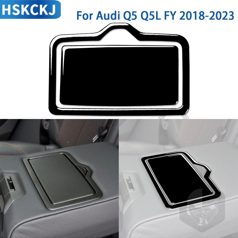 For Audi Q5 Q5L FY 2018-2023 Piano Black Accessories Car Interior Rear Water Cup Panel Cover Trim Stickers Decoration