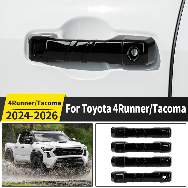 For Toyota 4Runner Tacoma 2024-2026 Black Car Door Handle Trim Cover Paint Protection ABS Plastic Exterior Styling Accessories
