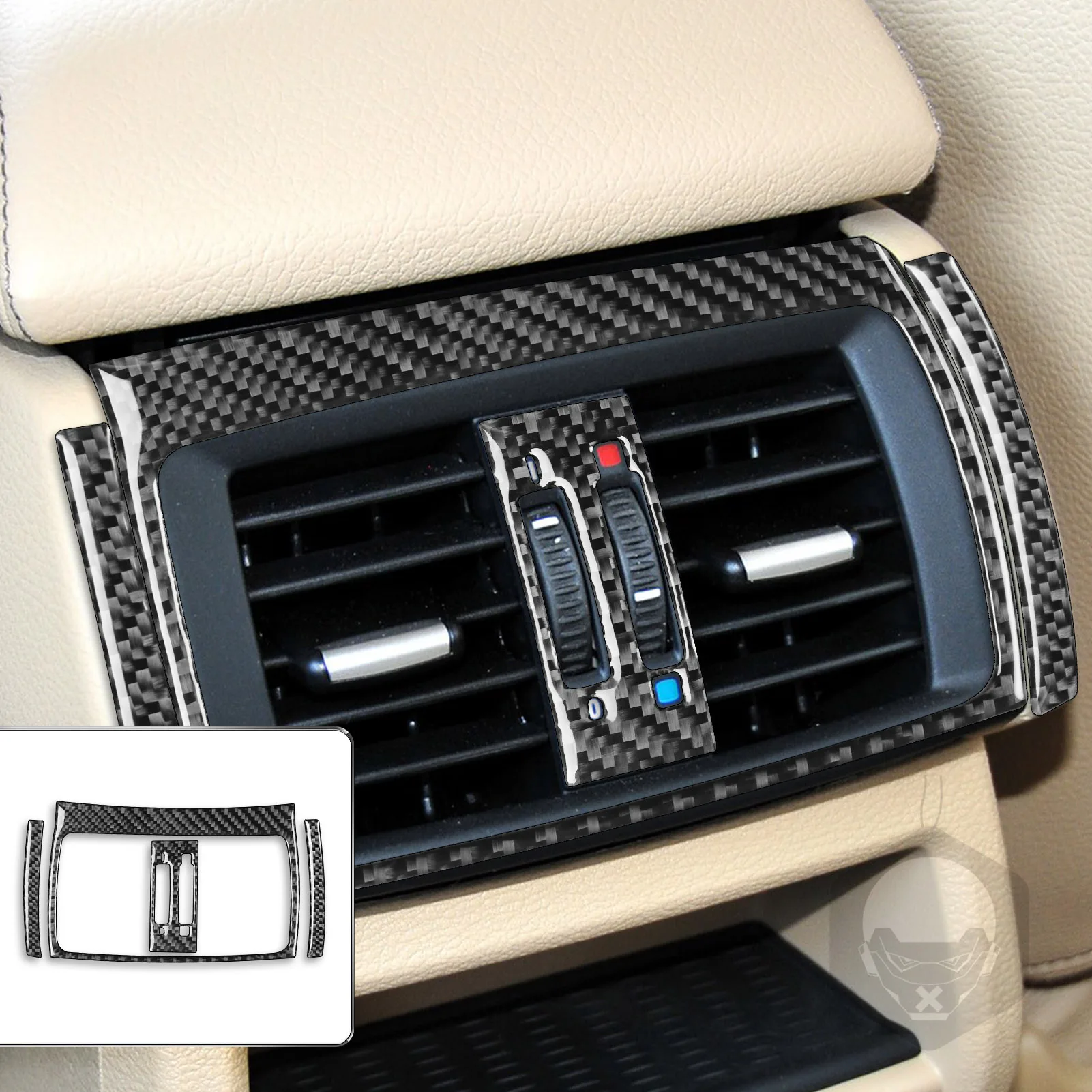 For BMW X3 F25 2011-2017 X4 F26 2014-2017 Rear Console Air Outlet Cover Trim Soft Real Carbon Fiber Car Interior Accessories