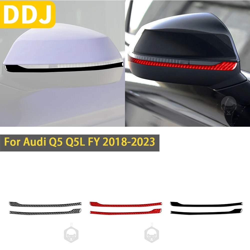 For Audi Q5 Q5L FY 2018-up Accessories Carbon Fiber Interior Auto Rear View Mirror Anti-collision Strip Trim Sticker Decoration