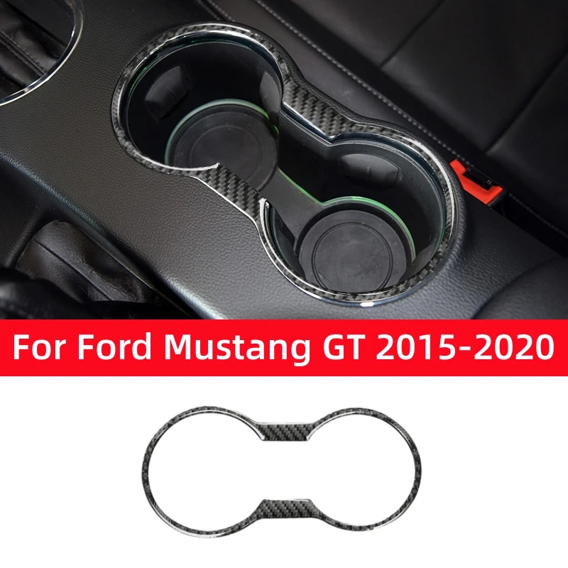 For Ford Mustang GT 2015-2021 Car Accessories Carbon Fiber Interior Car Water Cup Holder Decoration Frame Trim Cover Sticker