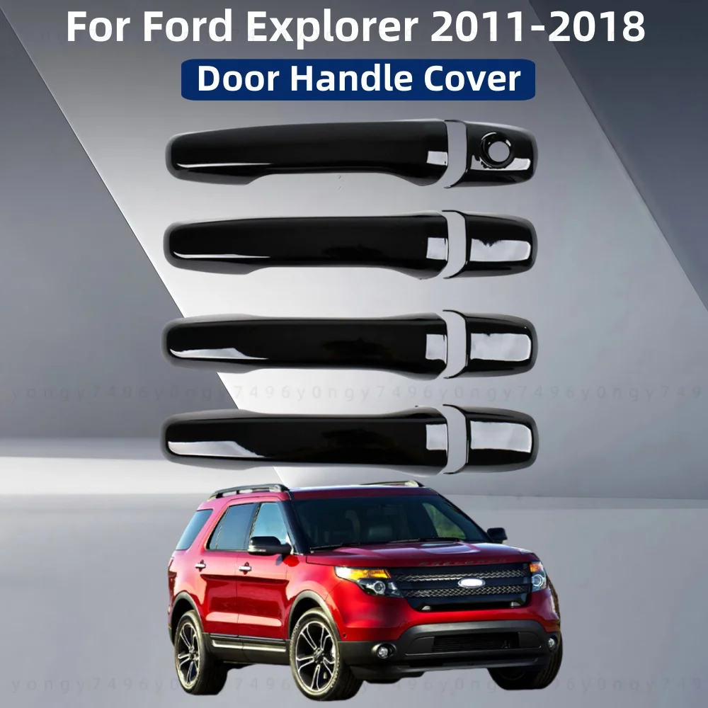 Carbon Car Accessory Door Handle Cover Trim Paste Style Chrome Silver For Ford Explorer 2011 2012 2013 2014 2015 2016 2017 2018