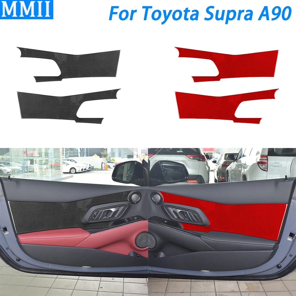 For Toyota Supra A90 2019 2020 2021 2022 Carbon Fiber Inner Door Panel Protector Cover Trim Car Interior Accessories Sticker