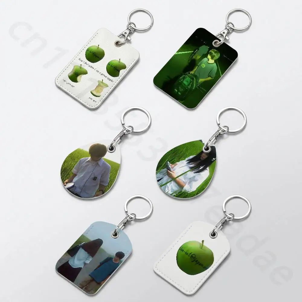 All About Lily Chou-Chou Rectangle Card Case Keychain Access Card Bag Key Tag Ring Leather Card Holder Key Ring Access