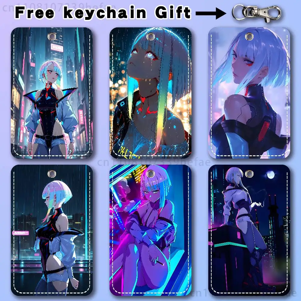 Lucy C-Cyberpunk E-Edgerunners Holder Keychain For Bank Business Work Card Holder Student Card Protective Case Bus Card