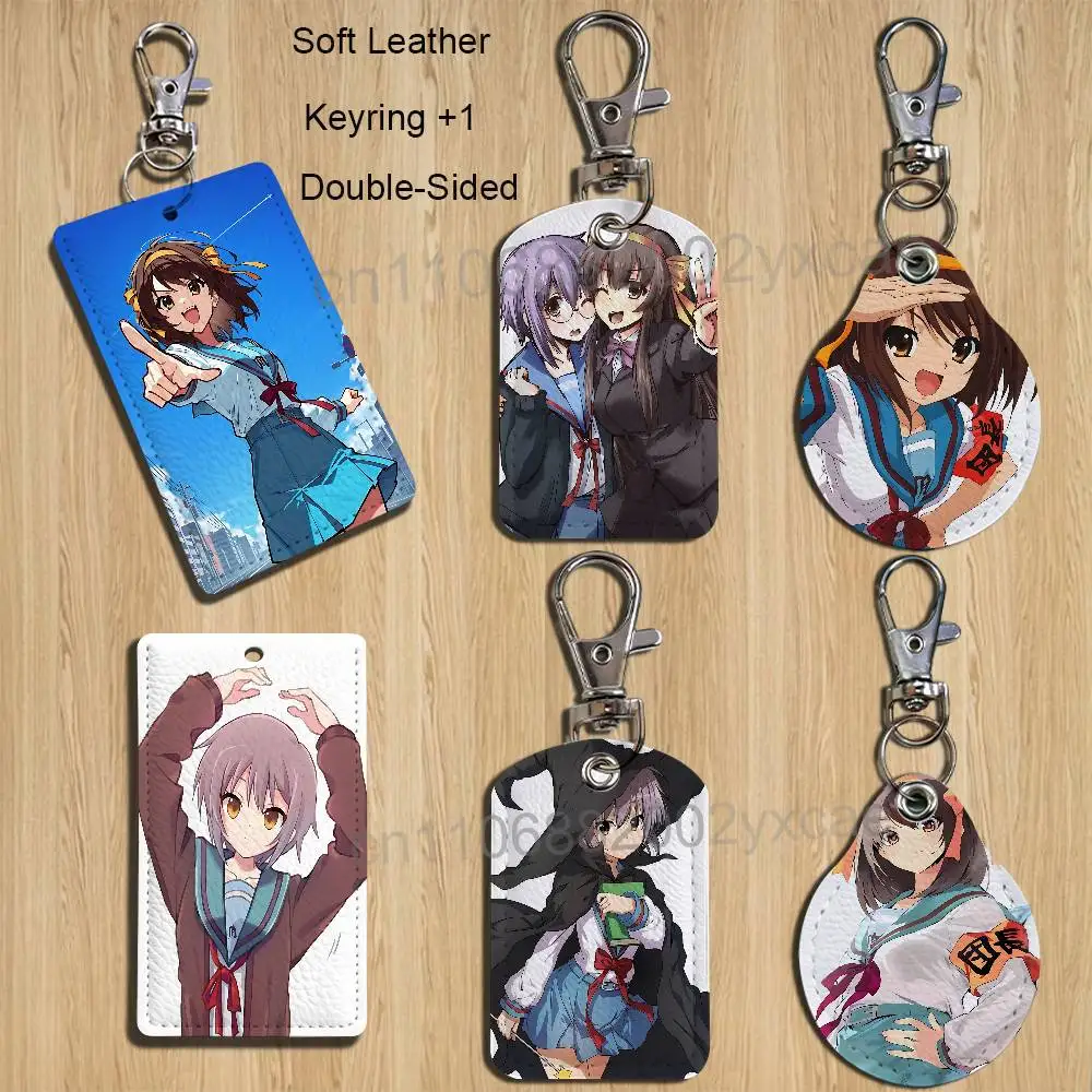 Campus Science Yuki Nagato Haruhi Suzumiya Cartoon Singer Anime Card Keychain Fashion Pendant Bag ID Door Card Holder Bus Adult