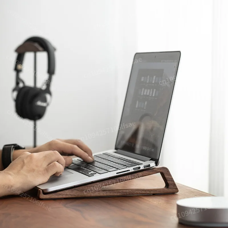 HeMu Laptop stand, wooden vertical folding desktop height increasing bracket, portable tablet mini dedicated heat sink