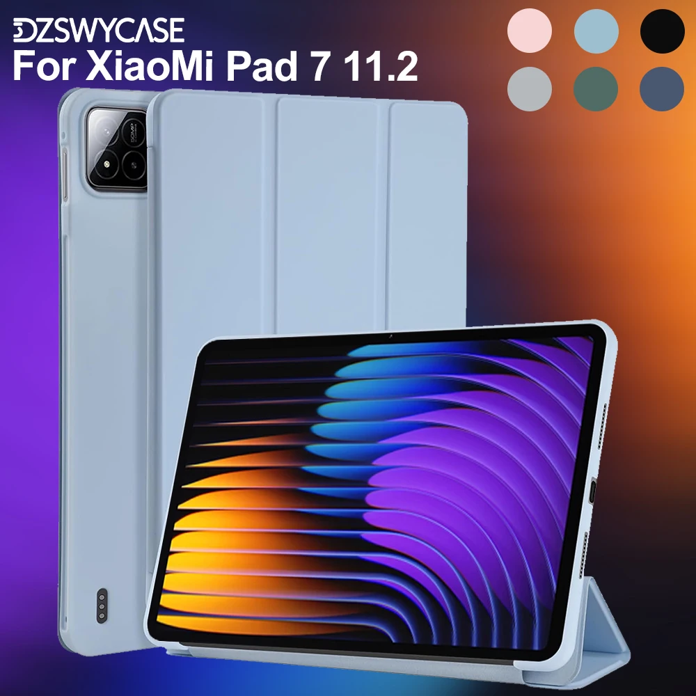 Case for Xiaomi Pad 7/7 Pro (11.2-Inch, 2024 Model), Back Tri-Fold Stand Protective Tablet Cover with Auto Wake/Sleep