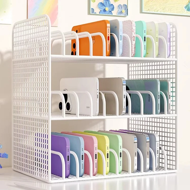 30-Slot Multi Device Storage Rack Large Capacity Desktop Organizer Stand Phone Tablet Display Rack Retail Store Studio Equipment