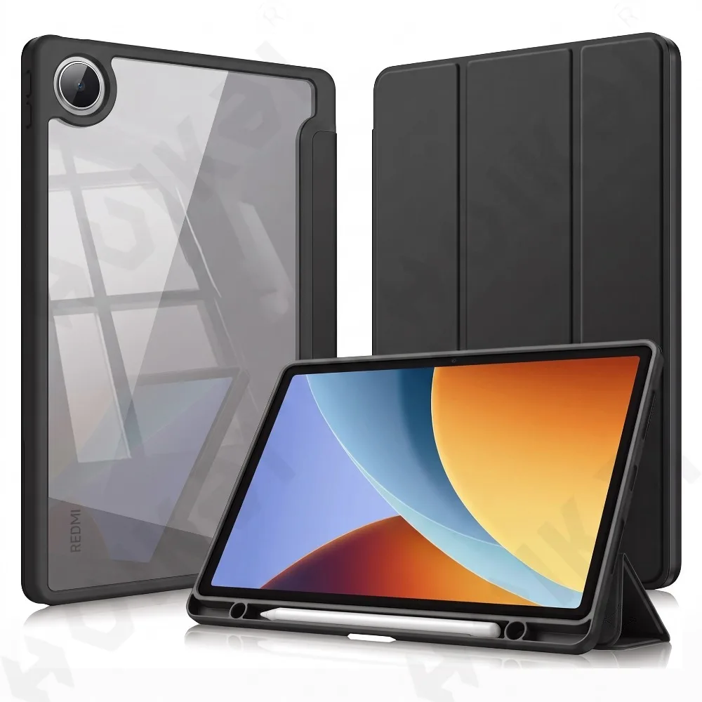 Case For Redmi Pad 2 SE 9.7 2026 4G 5G Slim Translucent Back Tri-Fold Stand Tablet Pen Charging Auto Wake/Sleep