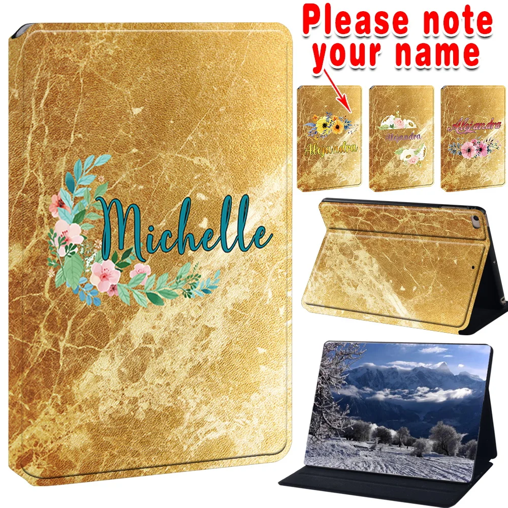 Customized Name PU Fold Cover Case Compatible With iPad Mini 1/2/3/4/5 Generation Universal 7.9inch Tablet Stand Accessories
