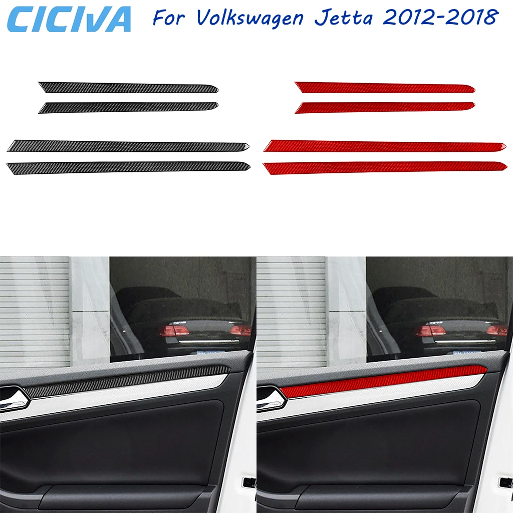 For VW Volkswagen Jetta 2012-2018 Auto Interior Door Panel Trim Decal Carbon Fiber Car Decoration Accessory Sticker
