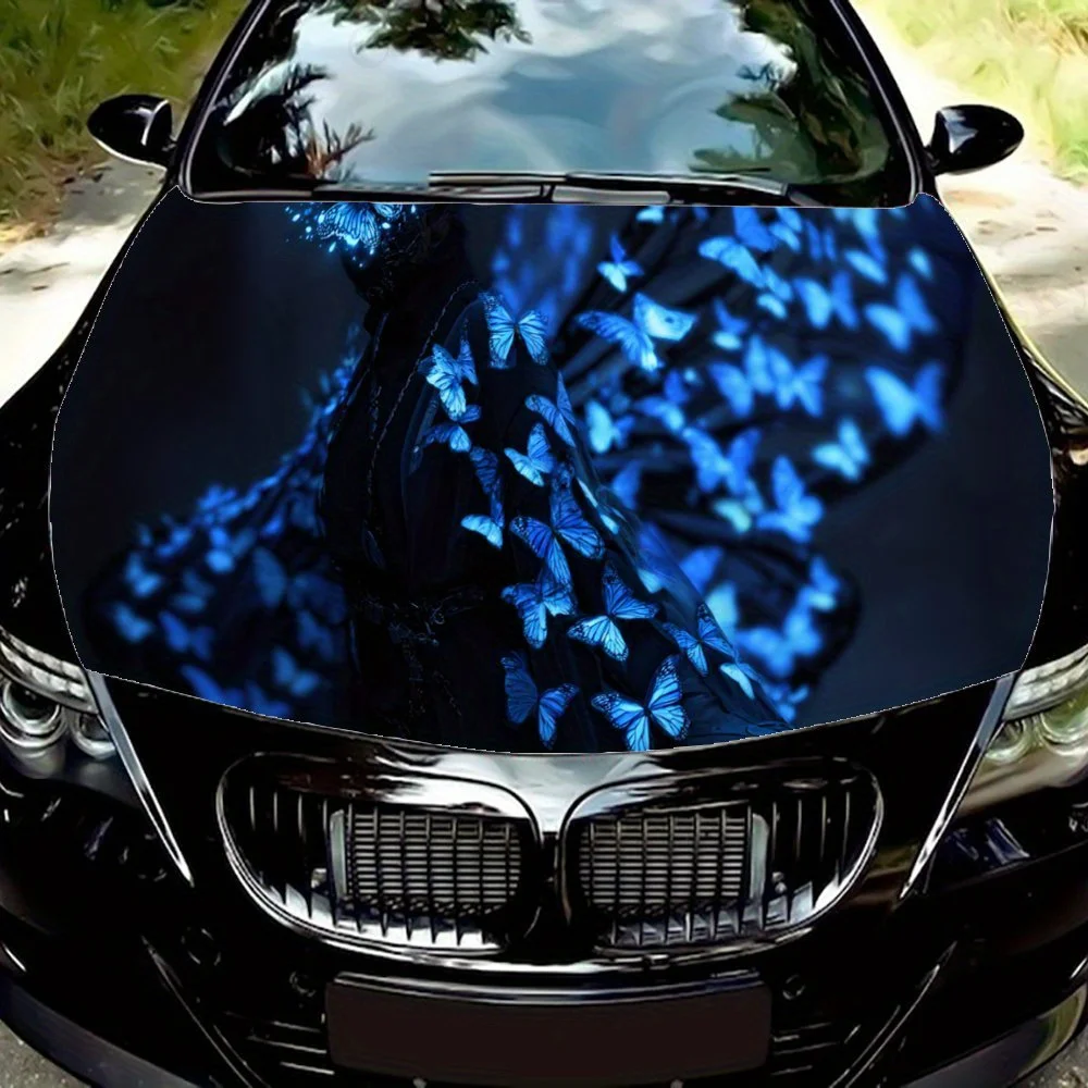 Blue Butterfly Mask in Light Decal stickers for car hoods, stickers for decorating car covers, and vinyl wraps suitable for cars