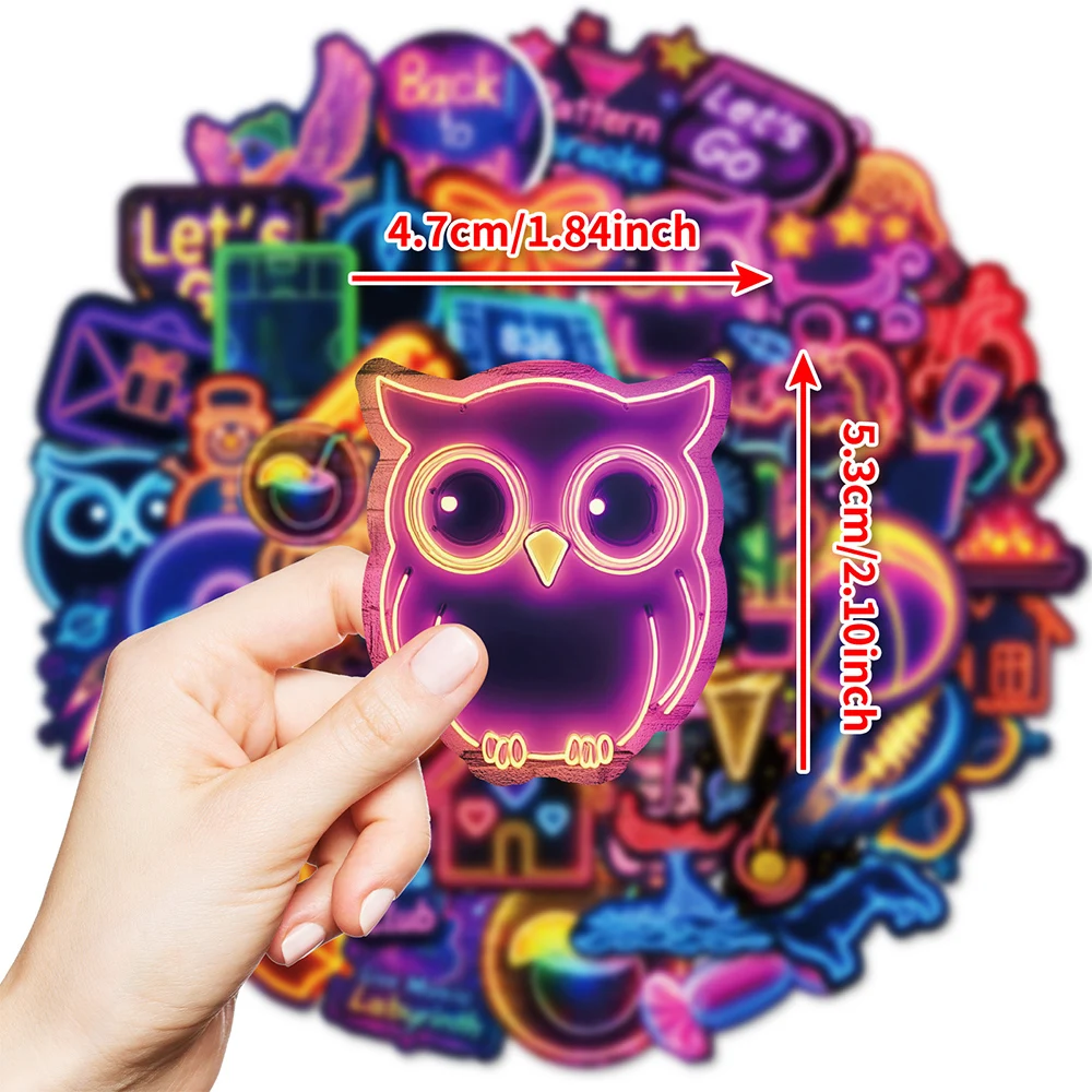 10/30/50pcs Funny Neon Light Cartoon Stickers Cute Graffiti Decals Decoration Suitcase Laptop Phone Bike Waterproof Sticker Toy