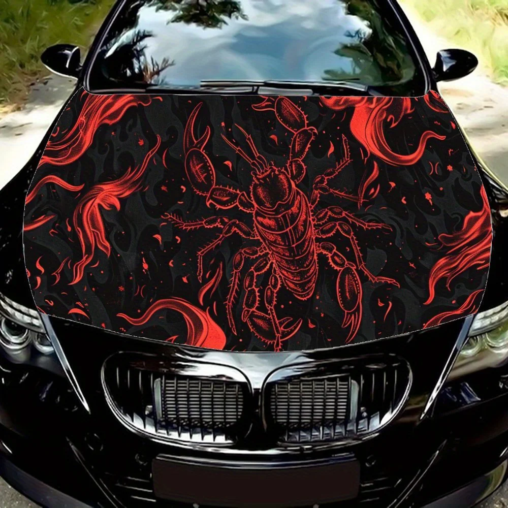 Burning Red Flames Red Light Scorpions Car Hood Wrap Color Vinyl Sticker Truck Graphic Bonnet Auto Accessories Decoration Decal