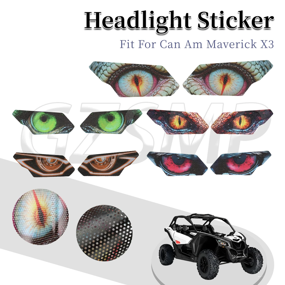 Motorcycle Front Light Headlight Sticker Beast Eyes Decorative Decals Fit for ATV Can Am Maverick X3 2017-2024