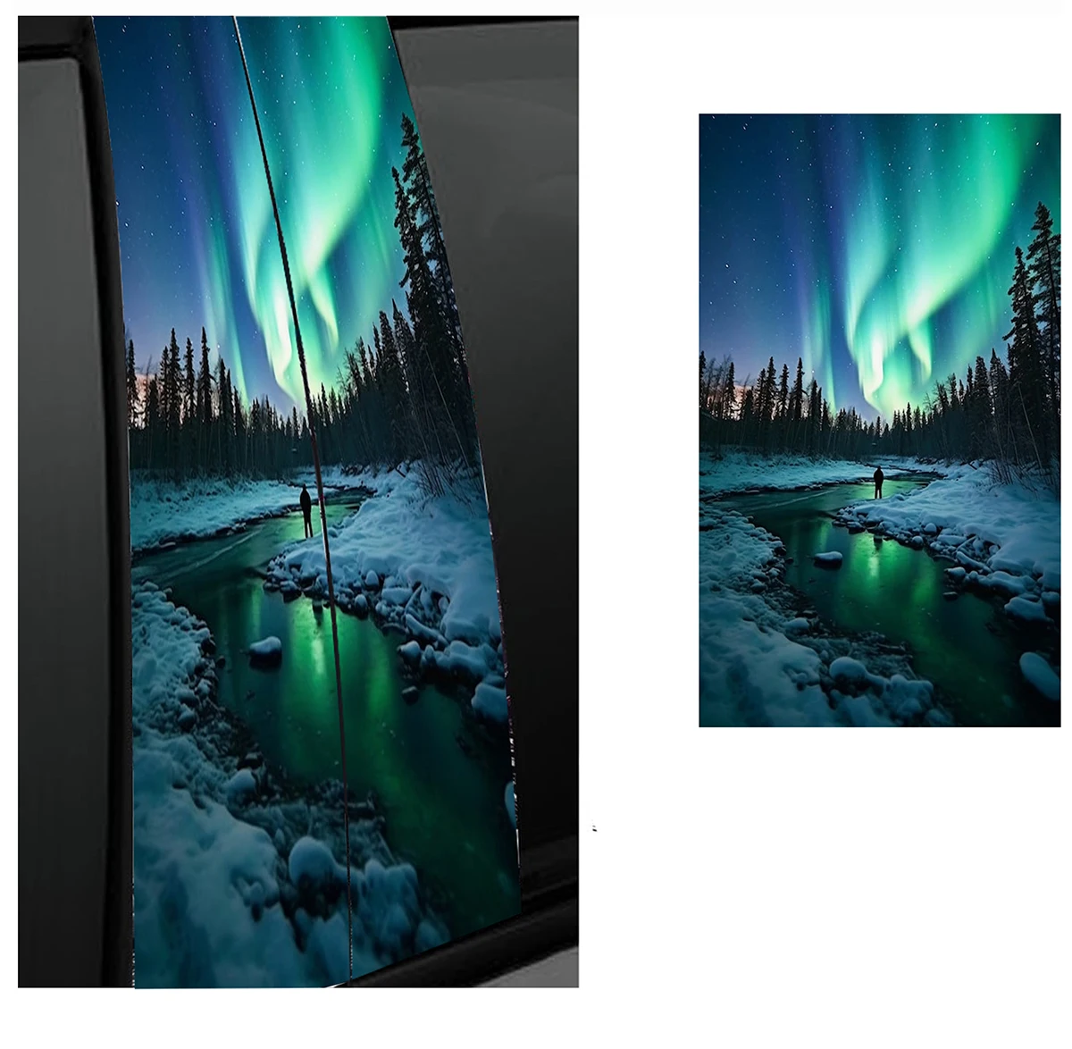 Car Trim Stickers Aurora Northern Lights Galaxy Door Decals Waterproof B Column Anti Scratch Vinyl Car Modification Decor