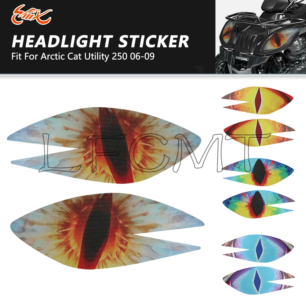 Fit for Arctic Cat 250 Utility 150 300 2X4 Utility ATV Headlight Stickers Head Light Headlamp Decoration Eyes Decals Sticker