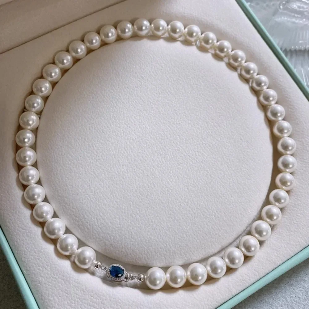 Charm Elegant White Shell Pearl Necklace for Women's High-end Luxury Beaded Collarbone Chain Sweater Chain Versatile Accessories