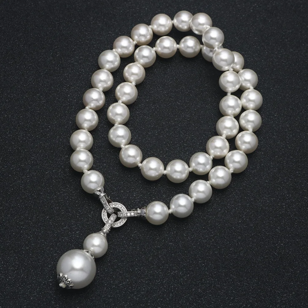 New Fashion Glass Pearl Pendant Necklace for Women Luxury Charm Girls Gift Collarbone Chain Sweater Chain Bulk Items Wholesale