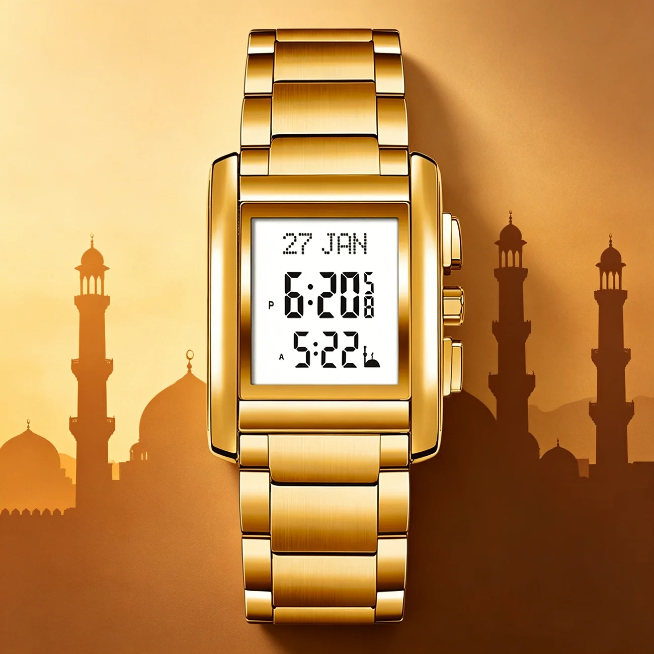 Muslim Qibla Direction Watch Men Women Multifunctional Luxury Prayer Worship Wristwatch for Muslims