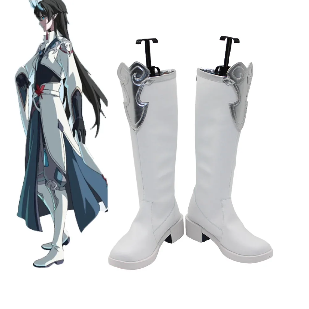 Game Honkai Star Rail Dan Feng Cosplay Shoes Party Dan Feng Role Play Boots White PU Leather Leader Imbibitor Lunae Props