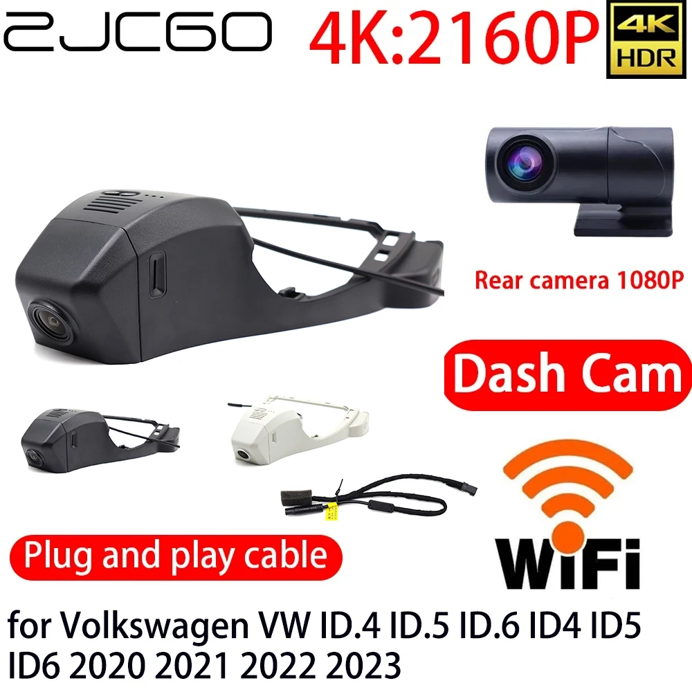 ZJCGO 4K Car DVR Dash Cam Wifi Front Rear Camera 24h Monitor for Volkswagen VW ID.4 ID.5 ID.6 ID4 ID5 ID6 2020 2021 2022 2023