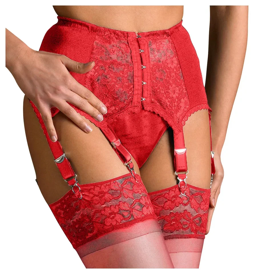 Sexy Lingerie Women Sheer Lace Garter Suspenders Transparent Underwear Garter Adjustable Double Breasted Waist Belt For Stocking